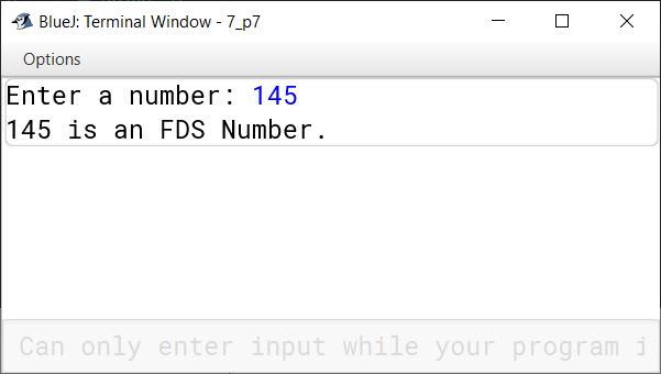 Define a class to accept a number and check whether it is an FDS Number or not. A number is called an FDS Number if the sum of the factorials of its digits equals the number itself. Practice Test ICSE Computer Applications Class 10