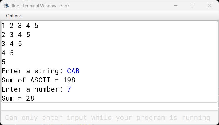BlueJ output of OverloadFormat.java