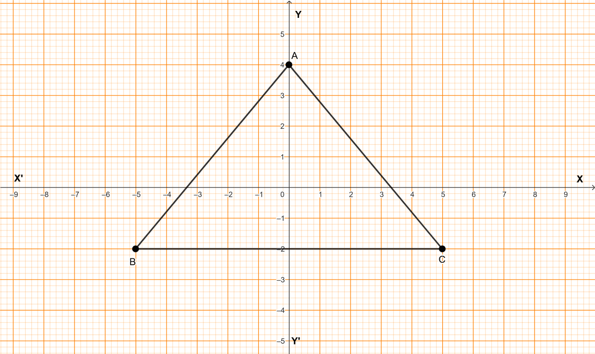 Write down the co-ordinates of points A, B and C. Calculate the area of triangle ABC. Practice Test ICSE Mathematics Class 10.