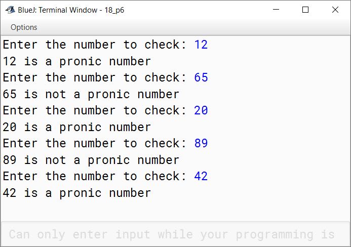 BlueJ output of KboatPronicNumber.java