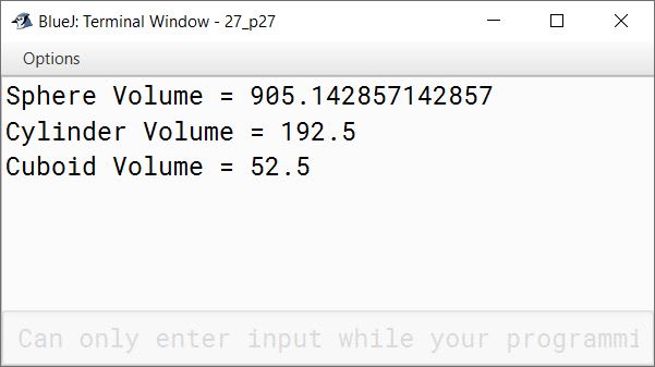 BlueJ output of KboatVolume.java