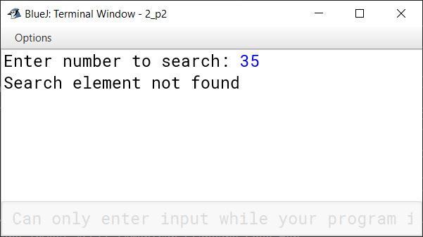 BlueJ output of KboatBinarySearch.java