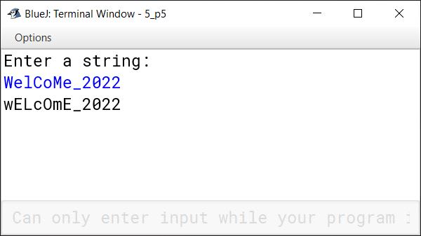 BlueJ output of KboatChangeCase.java