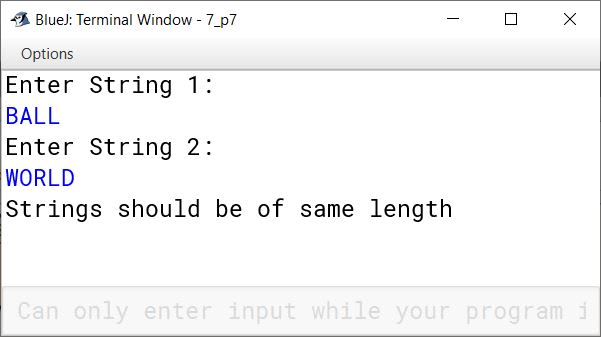 BlueJ output of KboatStringMerge.java