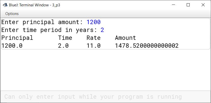 BlueJ output of Bank.java