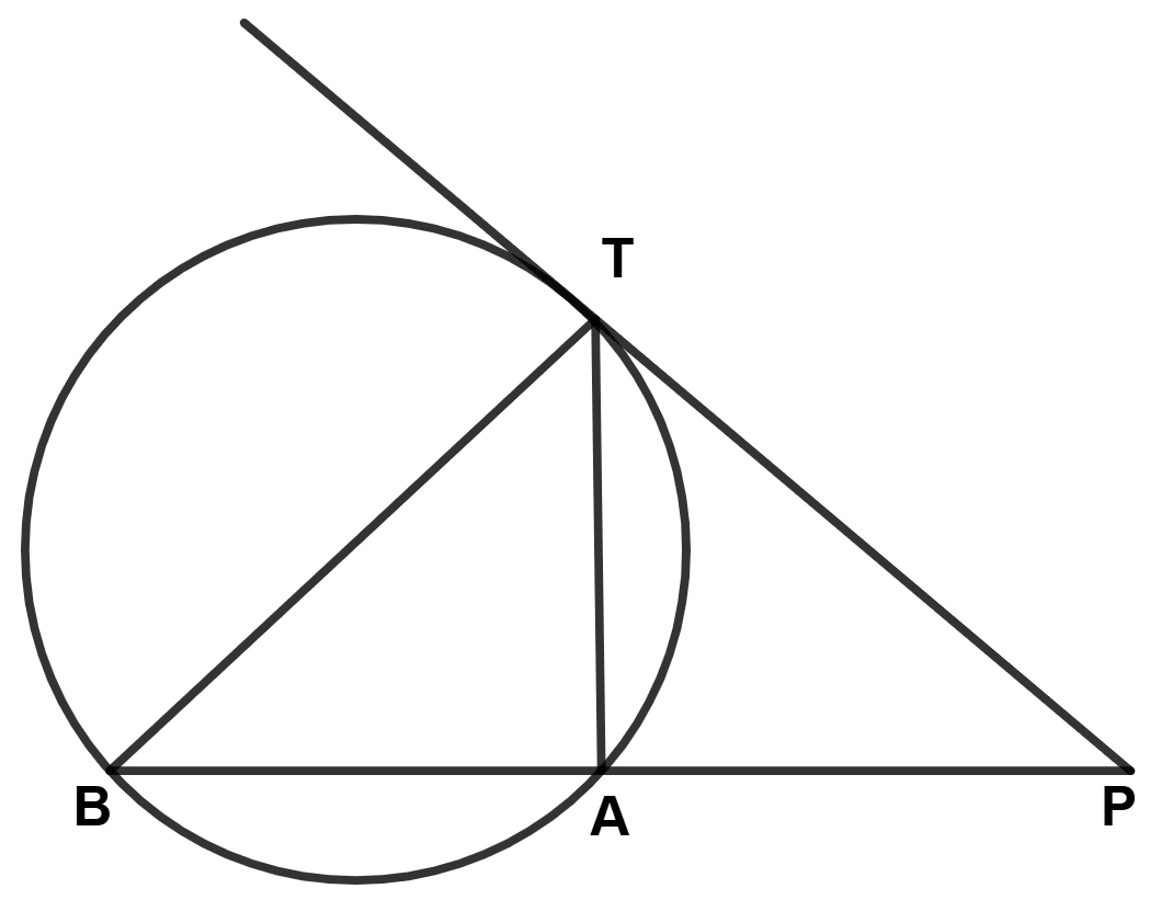 In the given figure PT is a tangent to the circle. Chord BA produced meets the tangent PT at P. Given PT = 20 cm and PA = 16 cm. ICSE 2025 Maths Solved Question Paper.