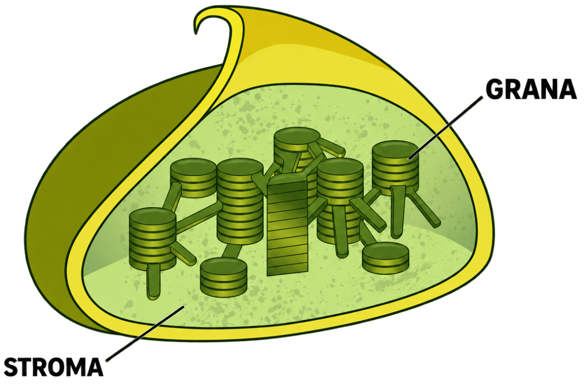 Draw a neat, labelled diagram of the cell organelle which is responsible for photosynthesis and label the following parts:. Improvement Paper 2026, ICSE Biology 2026 Improvement Paper Solved.