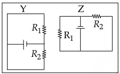 In the given circuits Y and Z, the resistors, R1 and R2, are connected in : ICSE 2025 Physics Solved Question Paper.