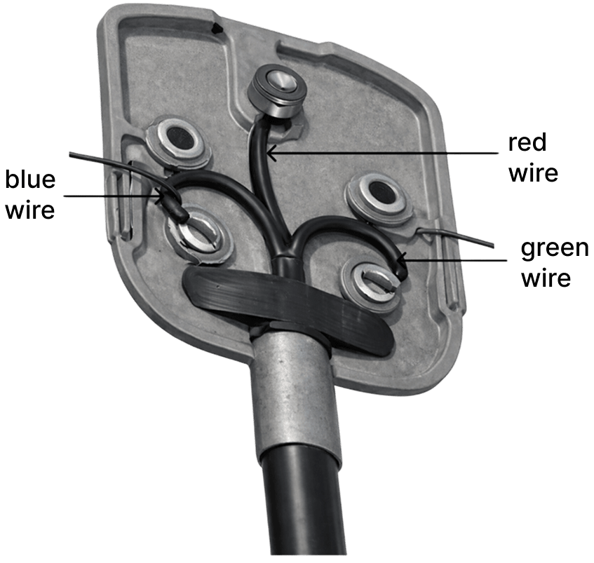 The reverse side of a three-pin plug with incorrect connections of wires is shown in the diagram below. ICSE 2025 Physics Solved Question Paper.