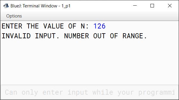 BlueJ output of A Goldbach number is a positive even integer that can be expressed as the sum of two odd primes. Note: All even integer numbers greater than 4 are Goldbach numbers. Example: 6 = 3 + 3 10 = 3 + 7 10 = 5 + 5 Hence, 6 has one odd prime pair 3 and 3. Similarly, 10 has two odd prime pairs, i.e. 3 and 7, 5 and 5. Write a program to accept an even integer 'N' where N > 9 and N 50. Find all the odd prime pairs whose sum is equal to the number 'N'. Test your program with the following data and some random data: Example 1 INPUT: N = 14 OUTPUT: PRIME PAIRS ARE: 3, 11 7, 7 Example 2 INPUT: N = 30 OUTPUT: PRIME PAIRS ARE: 7, 23 11, 19 13, 17 Example 3 INPUT: N = 17 OUTPUT: INVALID INPUT. NUMBER IS ODD. Example 4 INPUT: N = 126 OUTPUT: INVALID INPUT. NUMBER OUT OF RANGE.