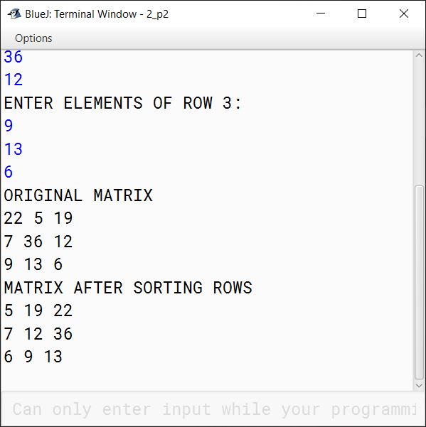 BlueJ output of ArraySort.java