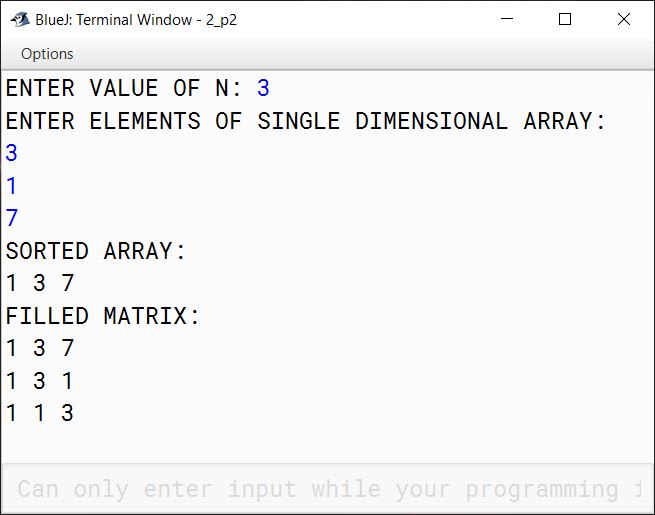 BlueJ output of Array.java