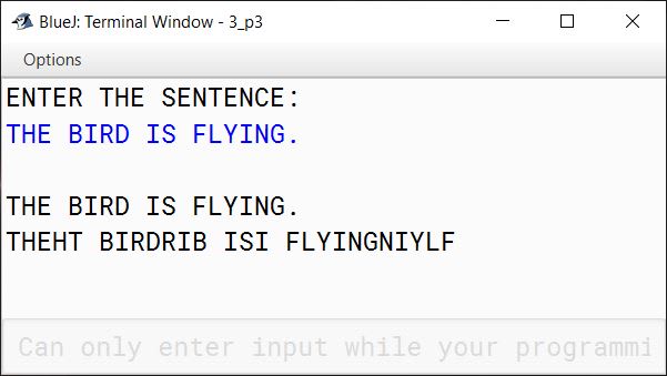 BlueJ output of Palindrome.java