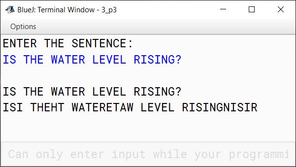 BlueJ output of Palindrome.java