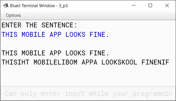 BlueJ output of Palindrome.java