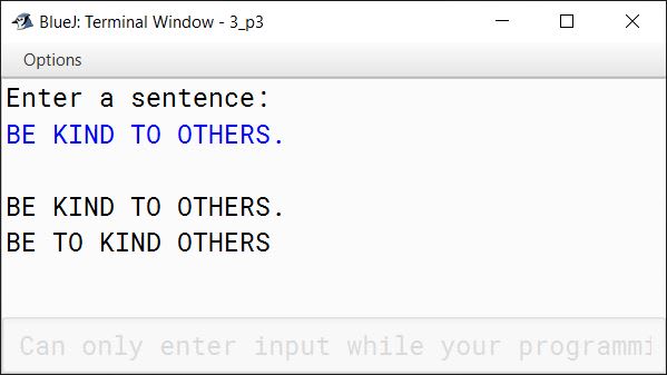 BlueJ output of StringCheck.java