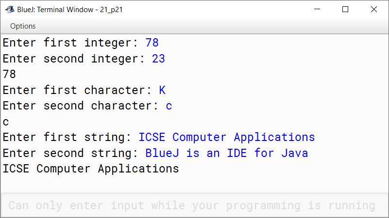 BlueJ output of KboatCompare.java