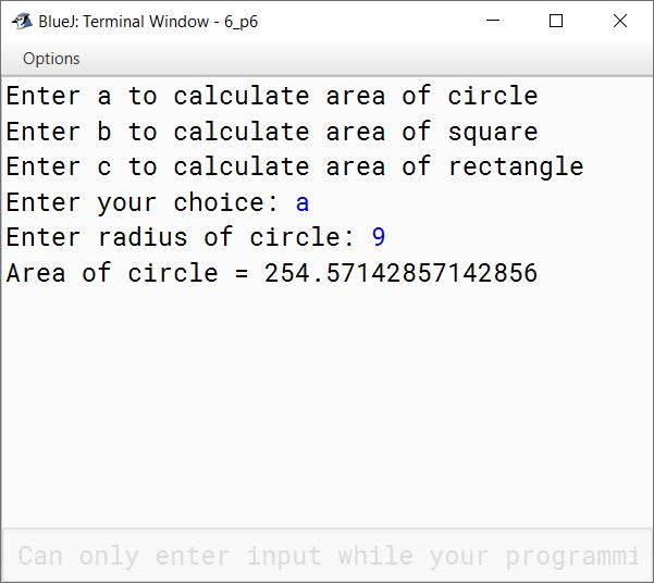 BlueJ output of KboatMenuArea.java