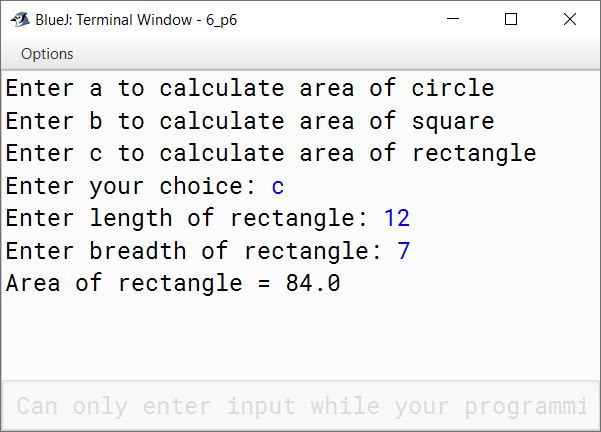 BlueJ output of KboatMenuArea.java