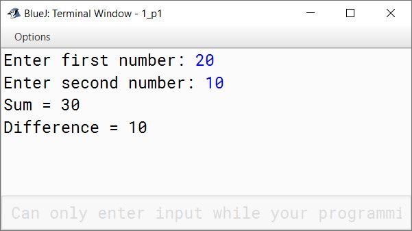 BlueJ output of Calculate.java