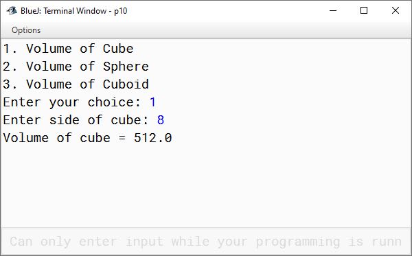 BlueJ output of KboatMenuVolume.java