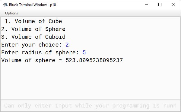 BlueJ output of KboatMenuVolume.java