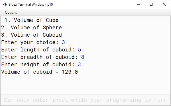 BlueJ output of KboatMenuVolume.java