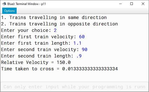 BlueJ output of KboatTrain.java