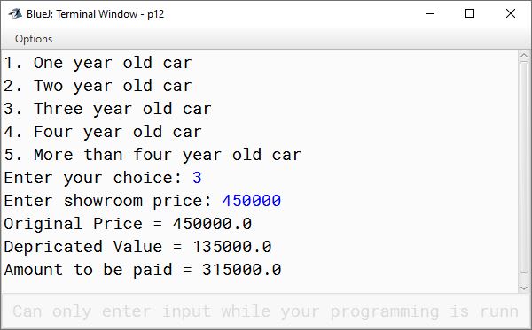 BlueJ output of KboatCarValue.java