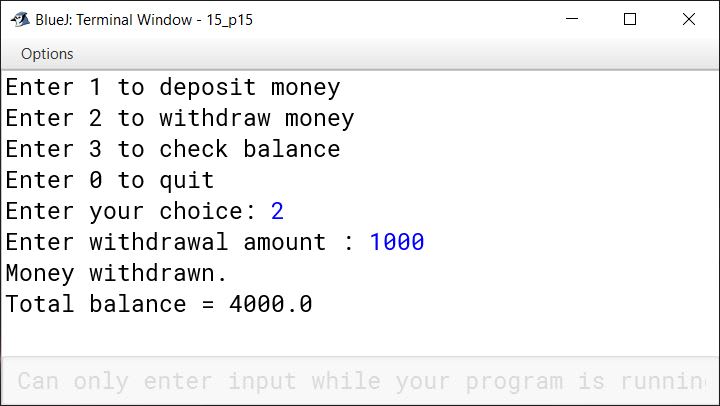 BlueJ output of KboatBankAccount.java