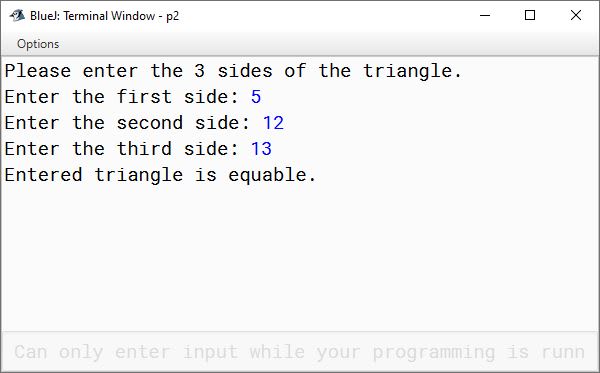 BlueJ output of KboatEquableTriangle.java