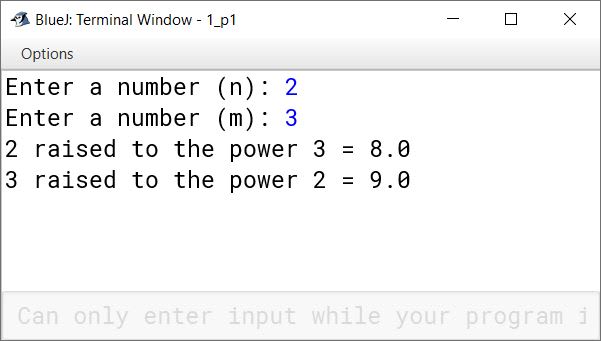 BlueJ output of KboatExponent.java