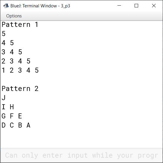 BlueJ output of KboatPattern.java