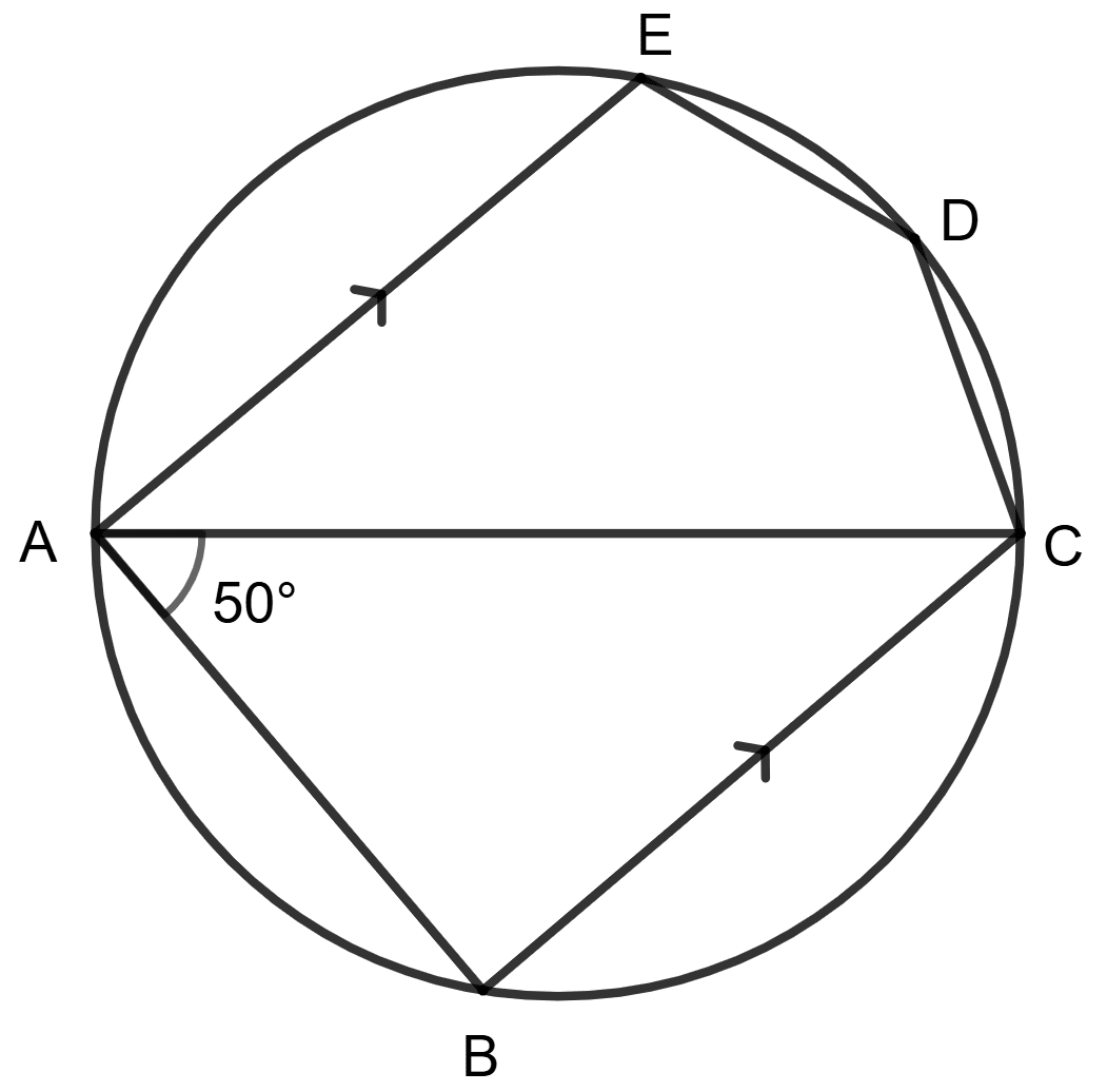 AC is diameter, AE is parallel to BC and ∠BAC = 50°. Concise Mathematics Solutions ICSE Class 10.