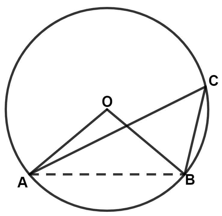 In the given figure, O is the center of the circle and angle OAB = 55°, then angle ACB is equal to : Circles, Concise Mathematics Solutions ICSE Class 10.