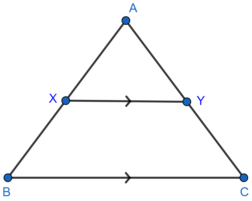 In the figure, XY is parallel to BC, AX = 9 cm, XB = 4.5 cm and BC = 18 cm. Find AY/YC, YC/AC. Similarity, Concise Mathematics Solutions ICSE Class 10.