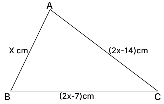A teacher asked to Rohan to draw a triangle with following condition: The longest side of the triangle is 7 cm less than twice the shortest side and third side is 7 cm shorter than longest side. The perimeter of the triangle is atleast 84 cm. Linear Inequations, Concise Mathematics Solutions ICSE Class 10.