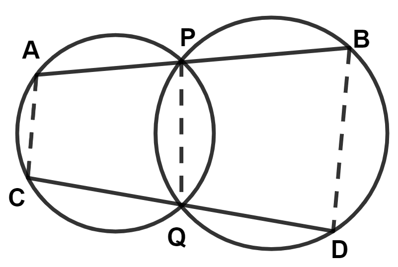 In the given figure APB and CQD are two straight lines, then : Circles, Concise Mathematics Solutions ICSE Class 10.