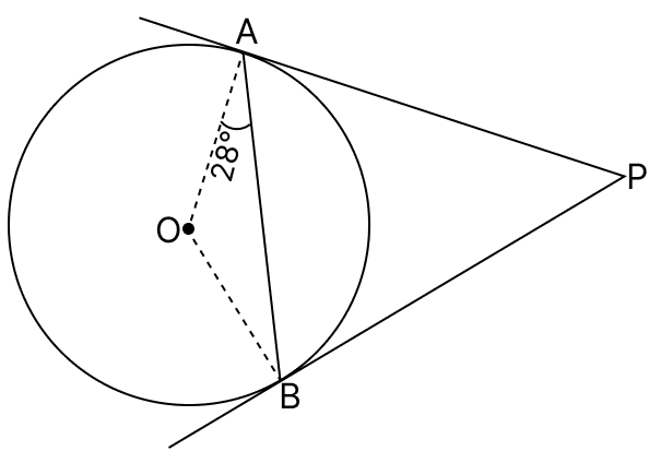 In the above figure, if ∠P = 50°, then reflex angle AOB is : Concise Mathematics Solutions ICSE Class 10.
