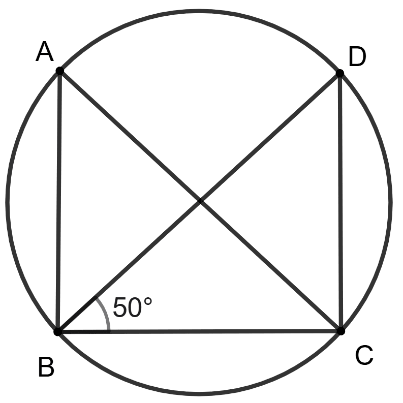 ABCD is a cyclic quadrilateral, BD and AC are its diameters. Also, ∠DBC = 50°. Concise Mathematics Solutions ICSE Class 10.
