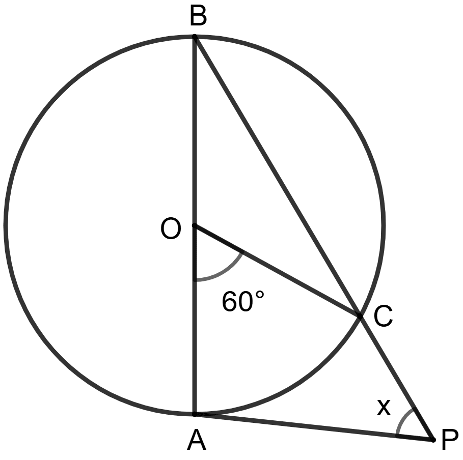 AB is diameter of the circle. PA is tangent and ∠AOC = 60°. Concise Mathematics Solutions ICSE Class 10.