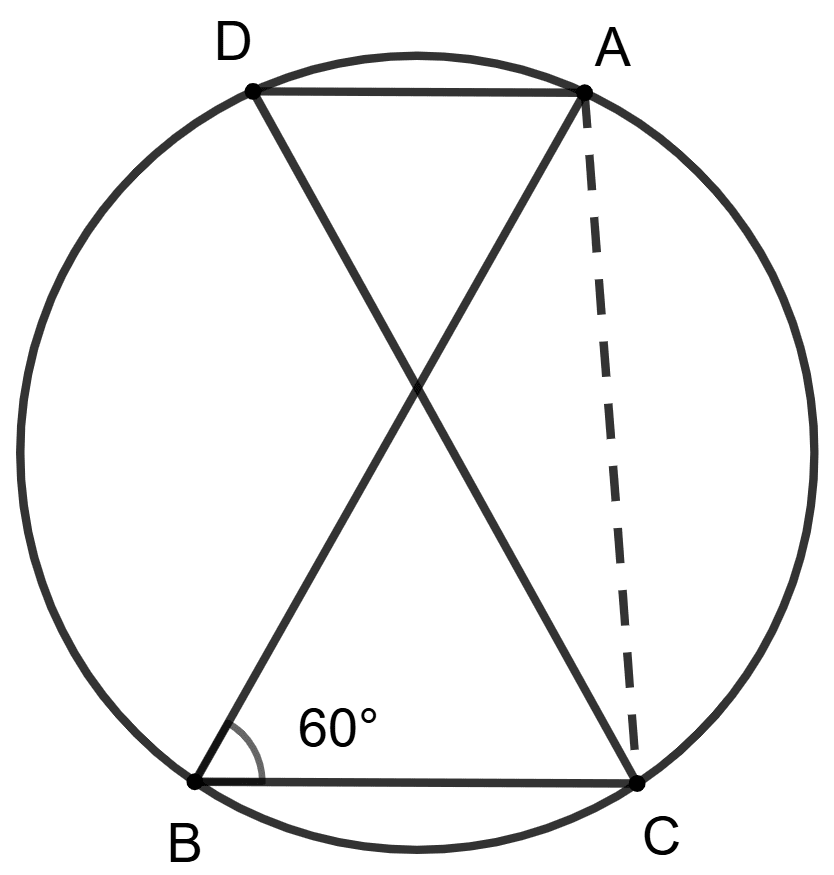 Points A, C, B and D are concyclic, AB is diameter and ∠ABC = 60°. Concise Mathematics Solutions ICSE Class 10.