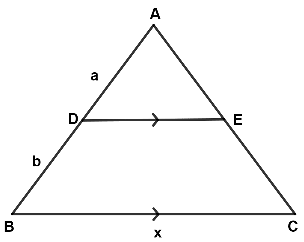 In △ ABC, DE // BC, AD = a, DB = b and BC = x, then, DE is equal to : Model Question Paper - 1, Concise Mathematics Solutions ICSE Class 10.