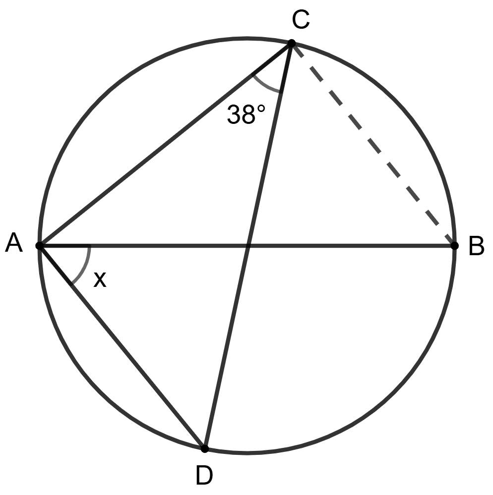 AB is diameter of the circle and ∠ACD = 38°. Concise Mathematics Solutions ICSE Class 10.