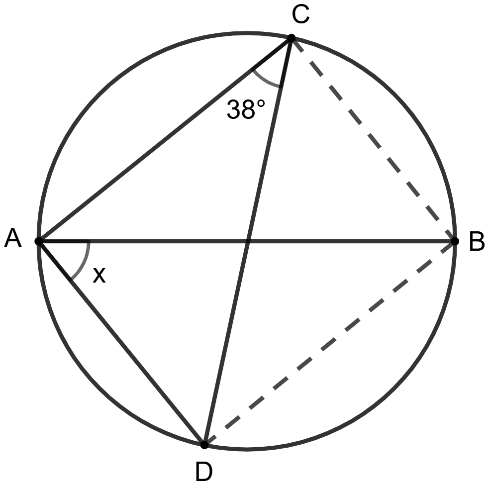 AB is diameter of the circle and ∠ACD = 38°. Concise Mathematics Solutions ICSE Class 10.