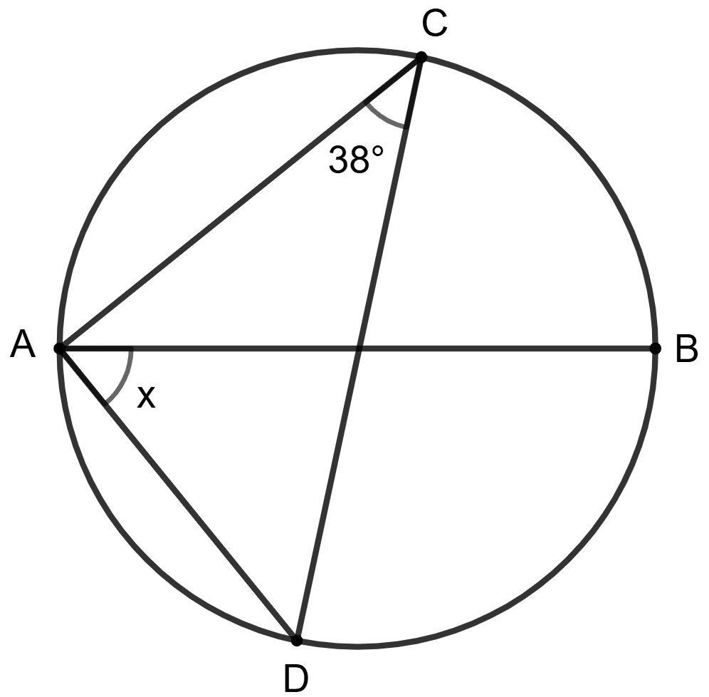 AB is diameter of the circle and ∠ACD = 38°. Concise Mathematics Solutions ICSE Class 10.