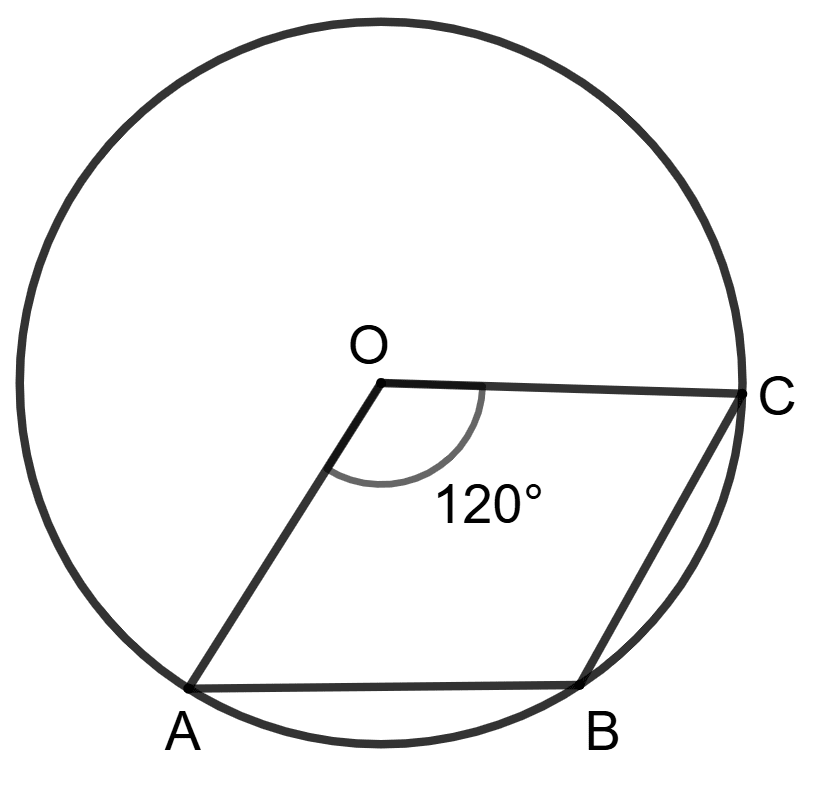 O is the center of the circle and ∠AOC = 120°. Concise Mathematics Solutions ICSE Class 10.