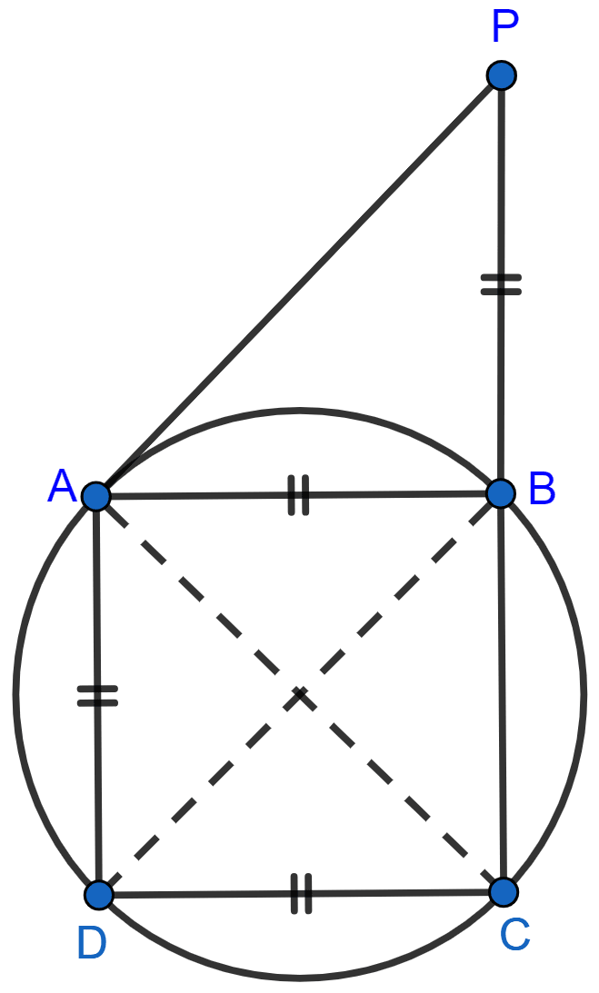 In the given figure, AB = AD = DC = PB and ∠DBC = x°. Determine, in terms of x : (i) ∠ABD, (ii) ∠APB. Hence or otherwise, prove that AP is parallel to DB. Circles, Concise Mathematics Solutions ICSE Class 10.