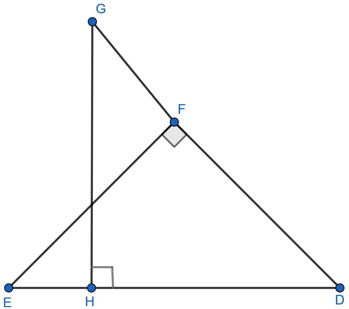 Given: ∠GHE = ∠DFE = 90°, DH = 8, DF = 12, DG = 3x – 1 and DE = 4x + 2. Find: the lengths of segments DG and DE. Similarity, Concise Mathematics Solutions ICSE Class 10.