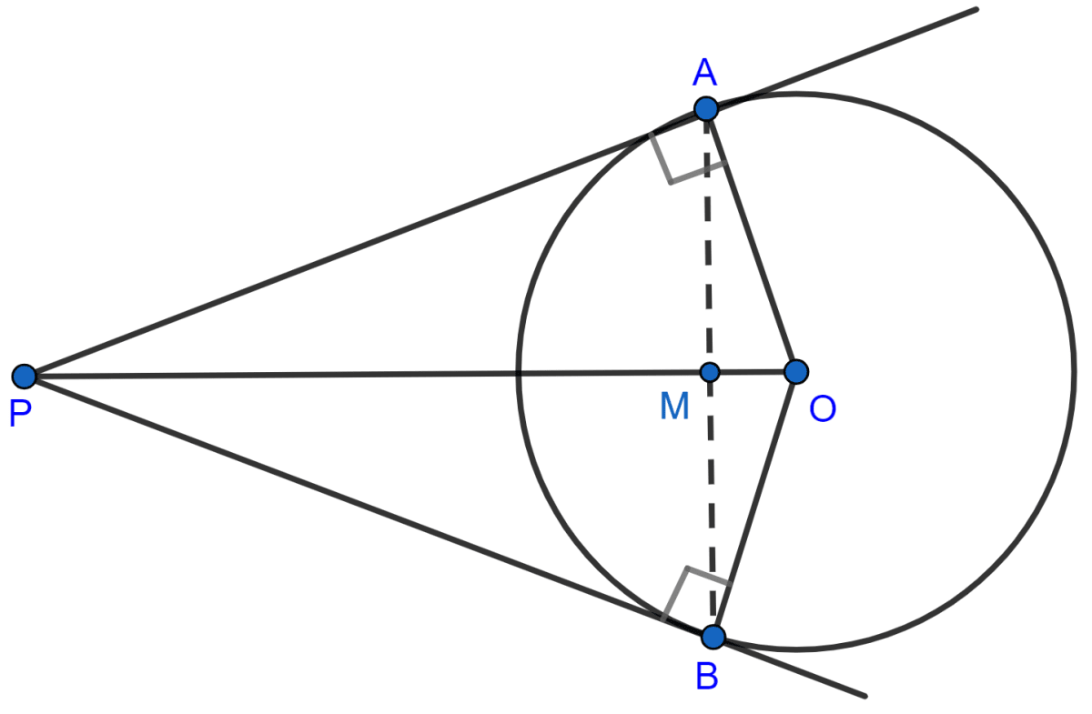 From a point P outside the circle, with centre O, tangents PA and PB are drawn. Prove that ∠AOP = ∠BOP, OP is the ⊥ bisector of chord AB. Tangents and Intersecting Chords, Concise Mathematics Solutions ICSE Class 10.